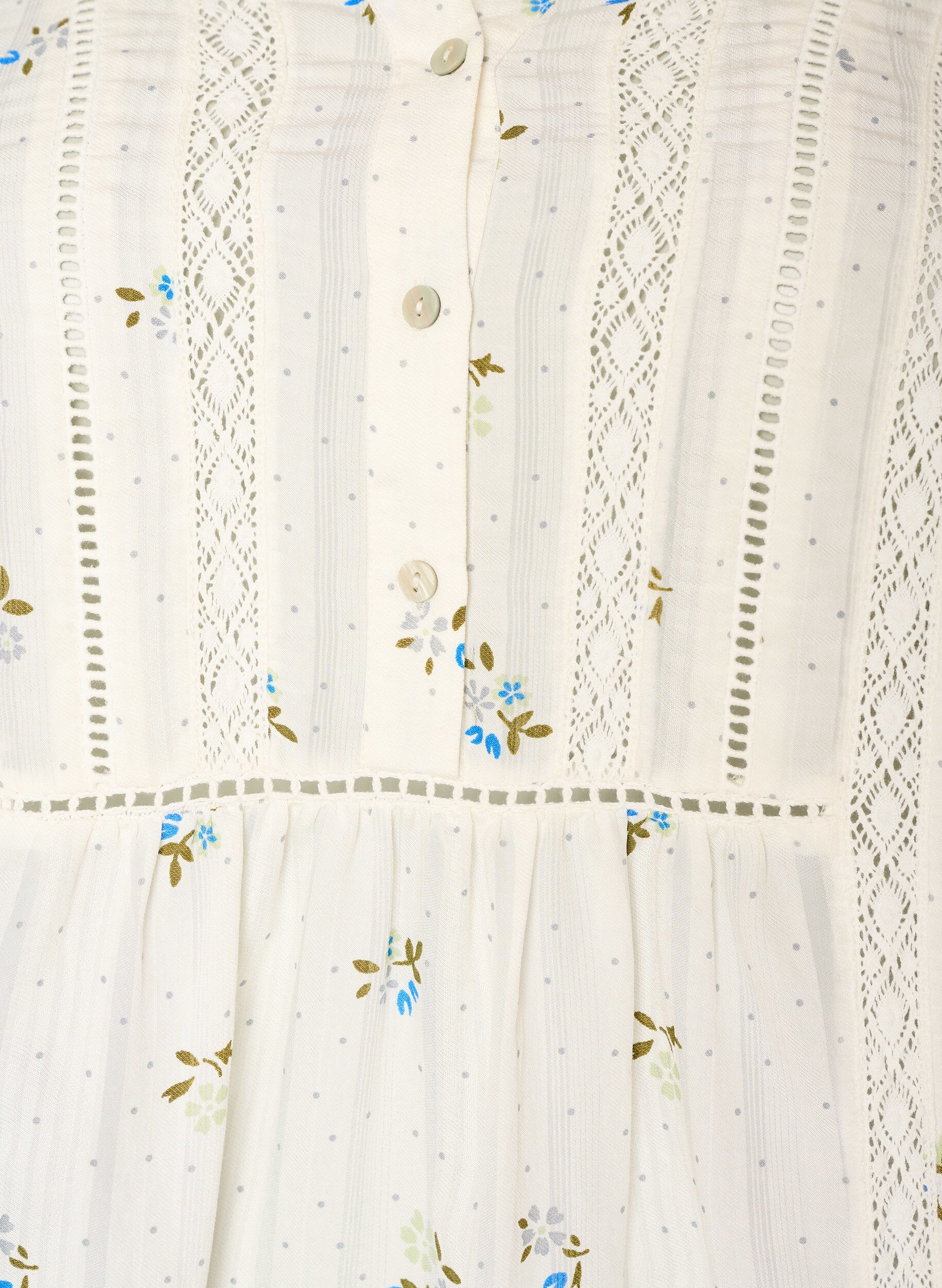 ZizziKorte viscose jurk met kanten rand en A-lijn snit, Vanille, Packshot image number 2