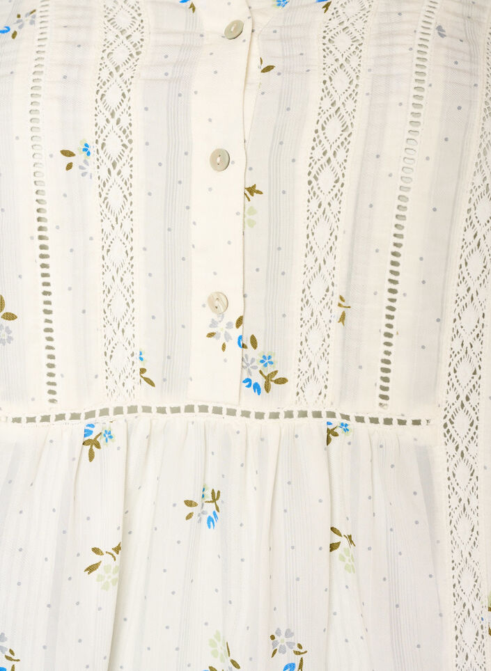 Korte viscose jurk met kanten rand en A-lijn snit, Vanille, Packshot image number 2