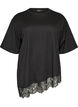 T-shirt met asymmetrische kanten zoom, Zwart, Packshot image number 0