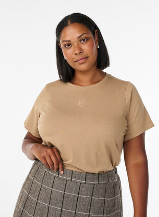 ZizziT-shirt in biologische katoen met een gewassen look, Silver Mink Washed, Model image number 0