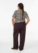 Broek met hoge taille en elastische tailleband achteraan, Bruin, Model image number 1