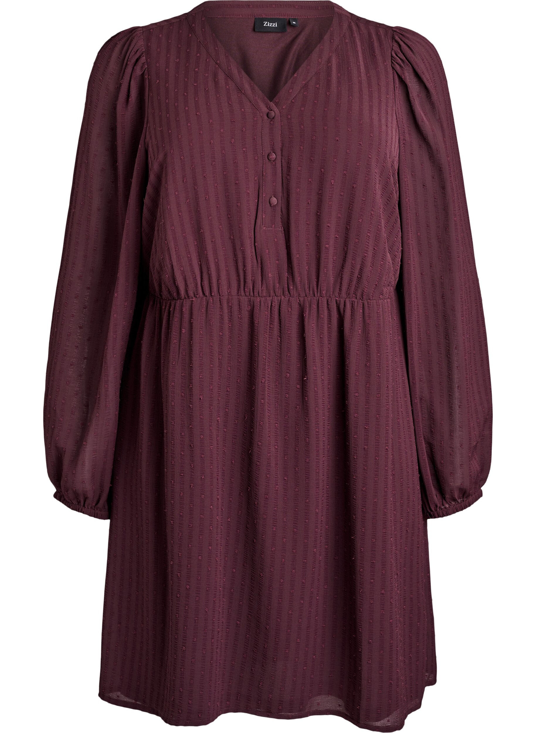 Korte jurk met tonale strepen en gestructureerde stippen