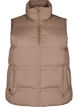 Korte puffer bodywarmer met hoge kraag, Bruin, Packshot image number 0