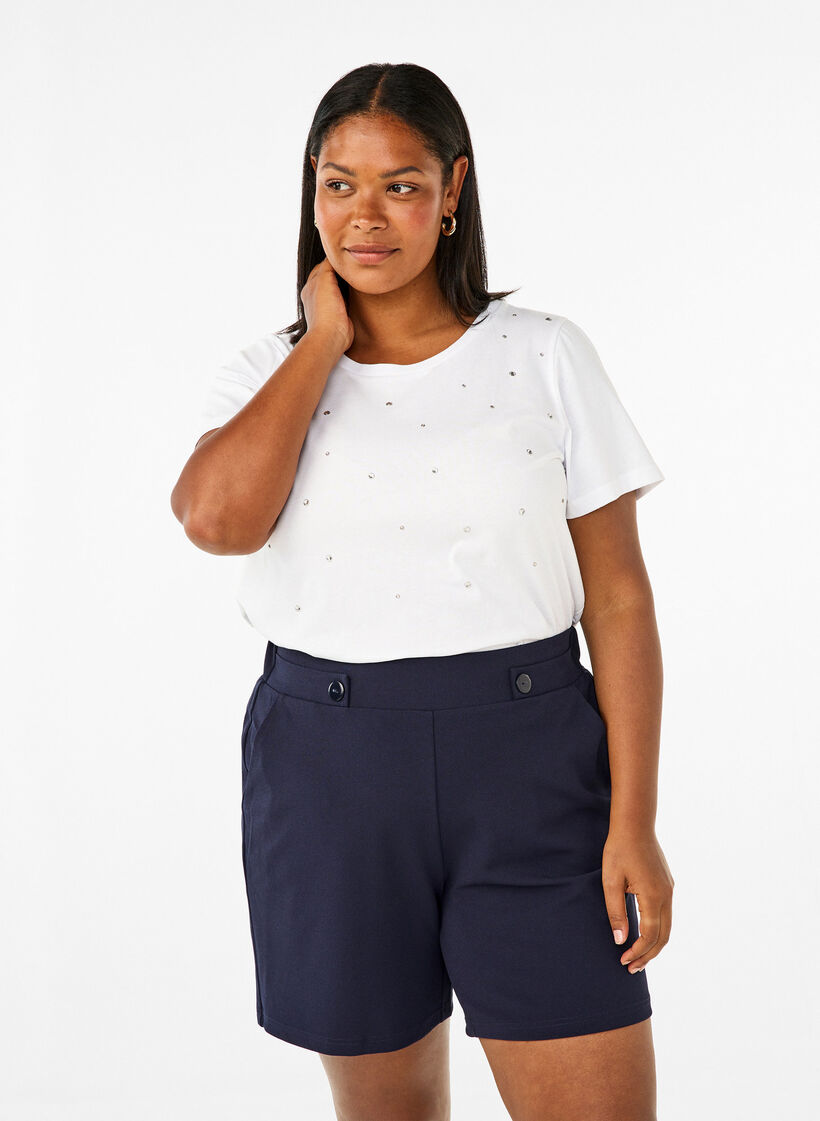 Korte broek met zakken en losse pasvorm, Blauw, Model image number 0