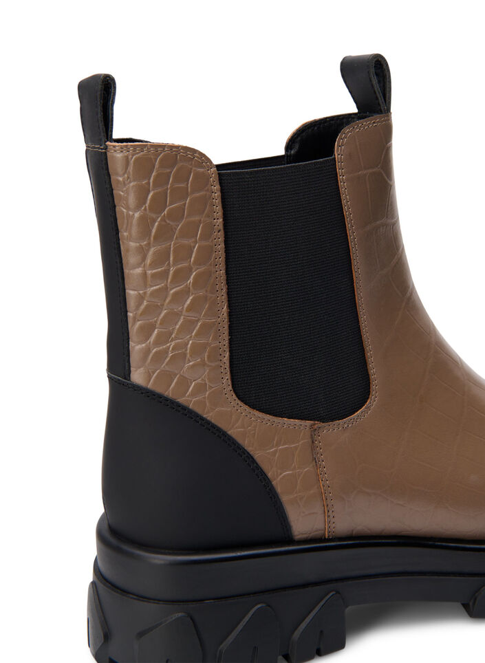 Wide fit - Croco Chelsea laars van leer, Pine Bark, Packshot