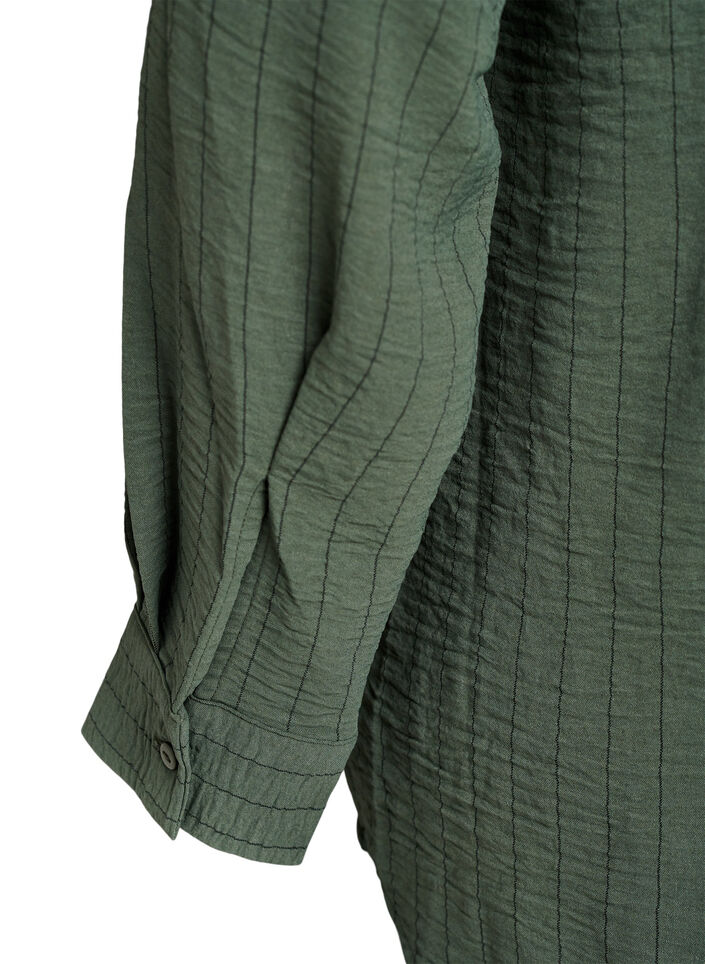 Streepjes overhemdblouse, Groen, Packshot image number 3
