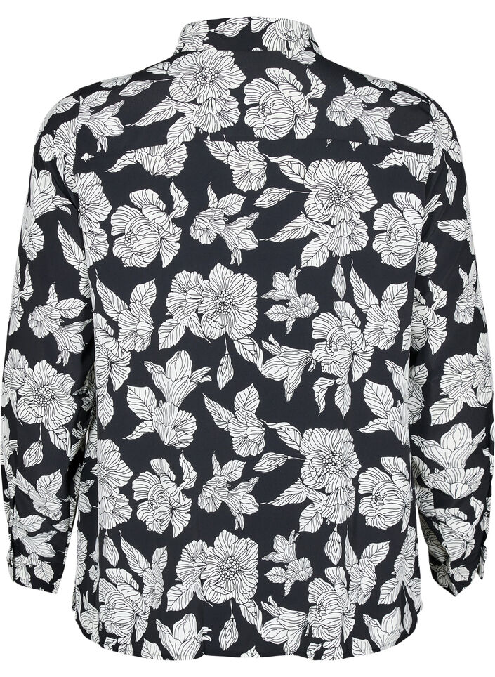 Shirt met bloemenprint, Zwart, Packshot image number 1