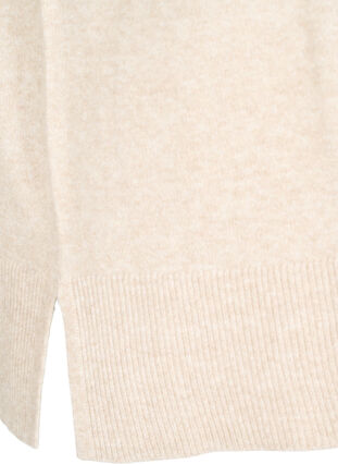 ZizziGebreid vest met geribbelde randen, Simply Taupe Mel., Packshot image number 3