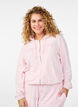 Zachte velours hoodie met ritssluiting, Roze, Model image number 0