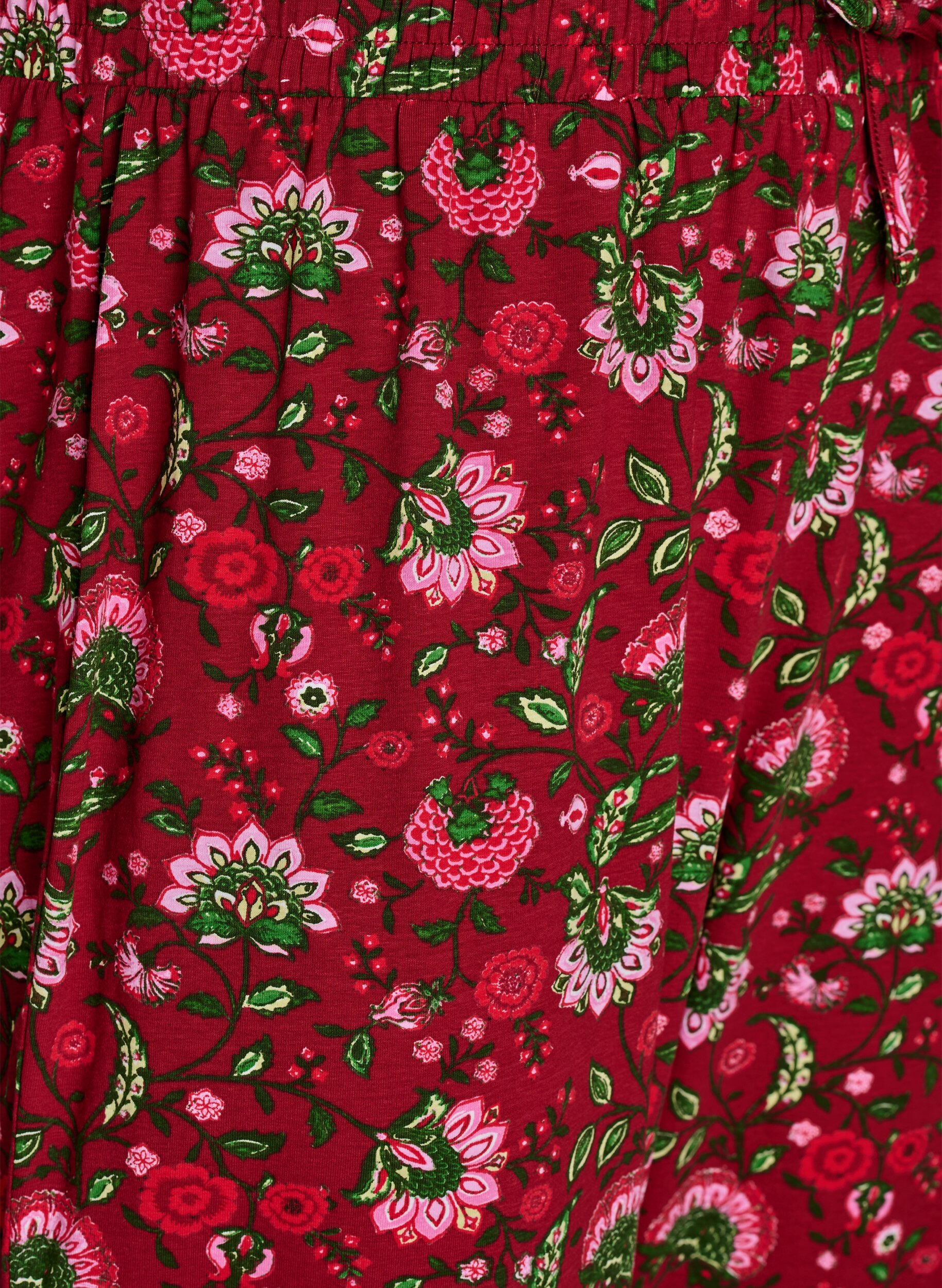 ZizziKatoenen pyjamabroek met print, Rood, Packshot image number 2