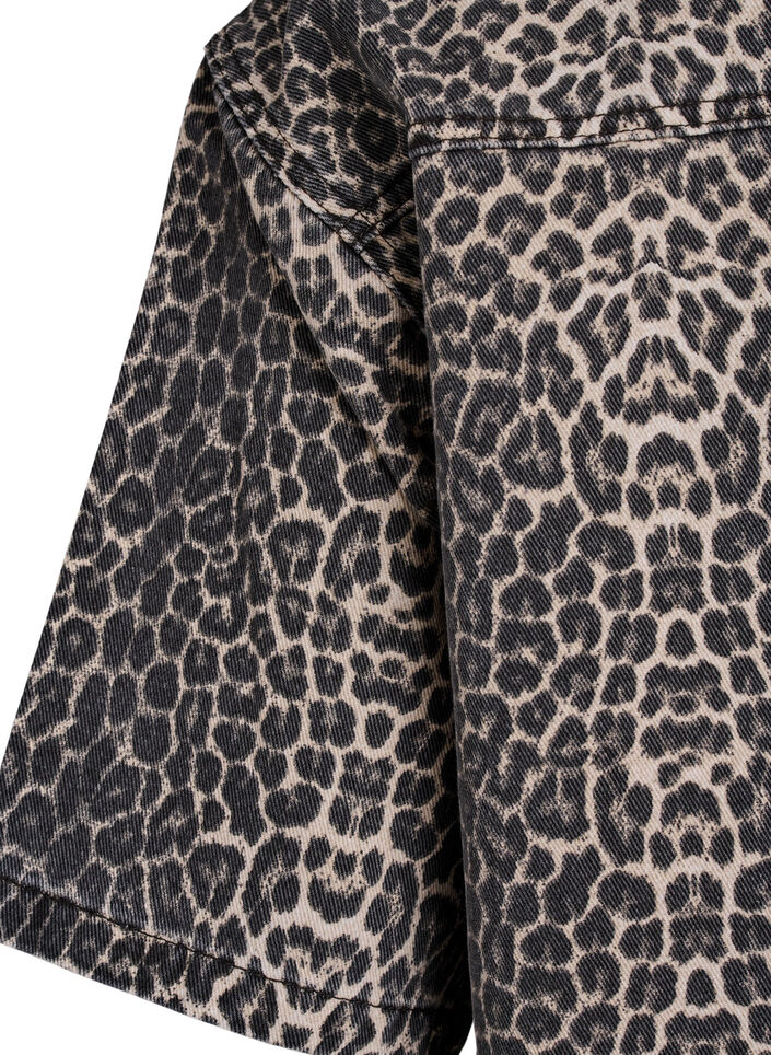 Denimshirt met luipaardprint en korte mouwen, Leopard, Packshot