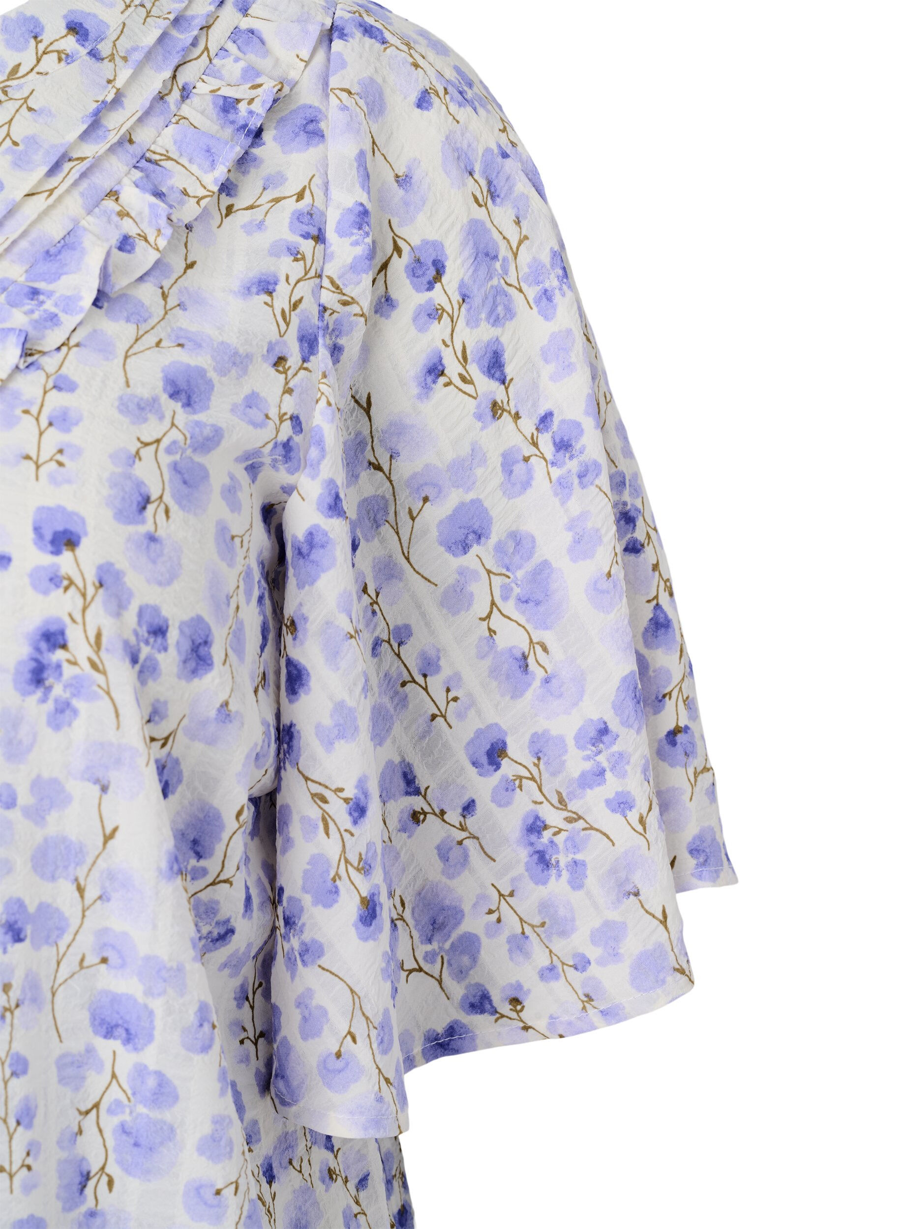 ZizziBlouse met V-hals, korte mouwen en bloemenprint, Wit, Packshot image number 3