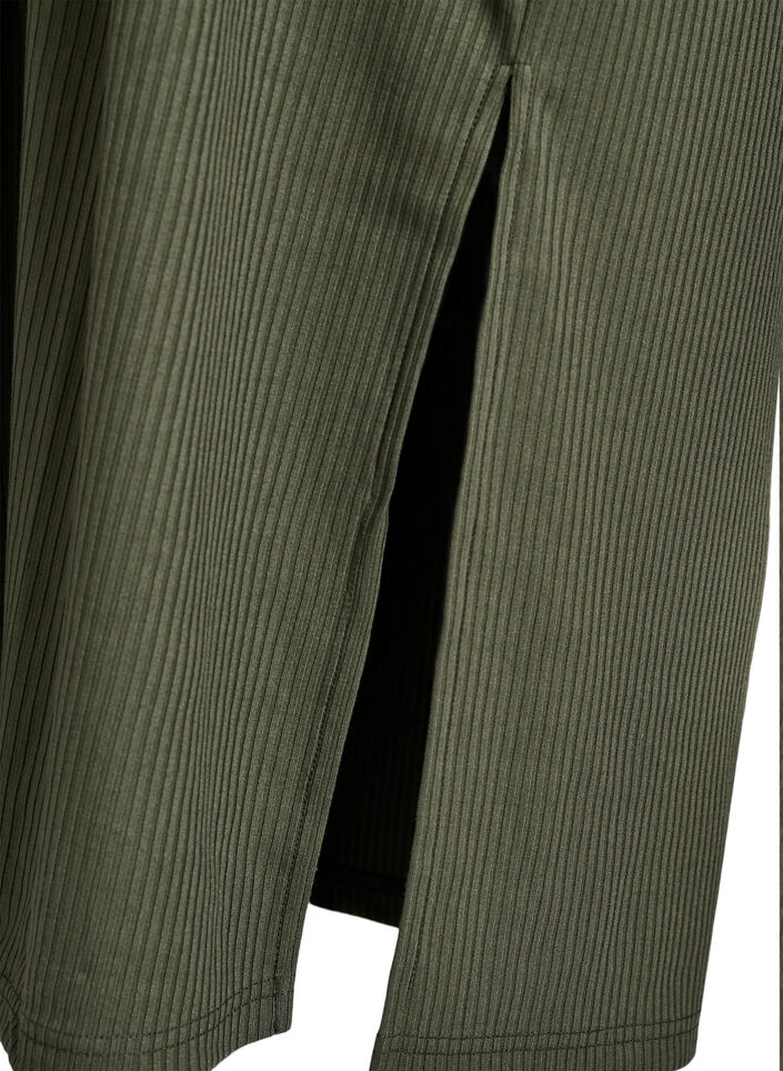 Jersey maxi jurk met kraag en korte mouwen, Groen, Packshot image number 3