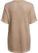 FLASH - Gebreide blouse met korte mouwen en V-hals, Beige, Packshot image number 1
