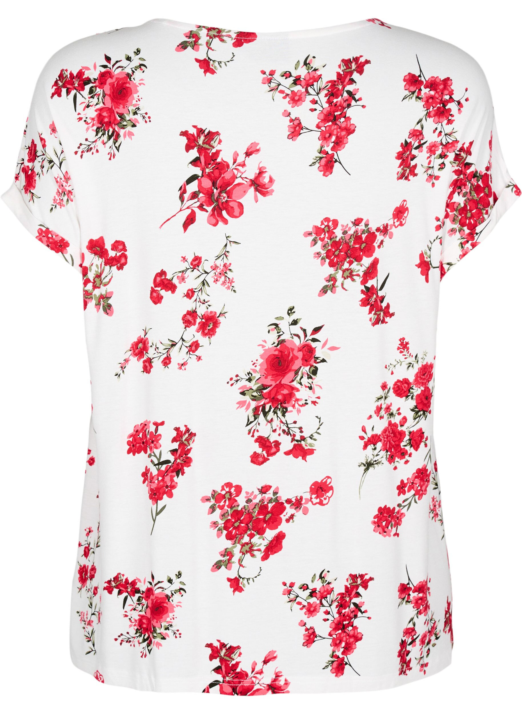 ZizziT-shirt met bloemenprint, Rood, Packshot image number 1