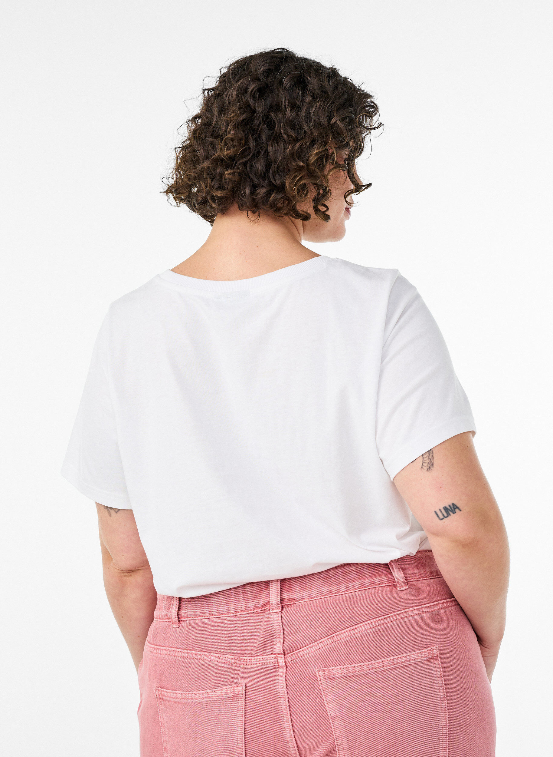 ZizziKatoenen T-shirt met print, Wit, Model image number 2