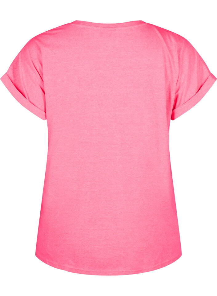 T-shirt van katoen in neon kleur, Roze, Packshot image number 1