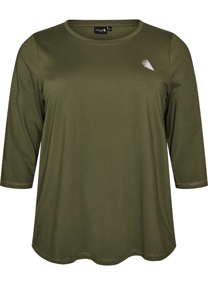 Sporttop met 3/4 mouwen, Groen, Packshot image number 0