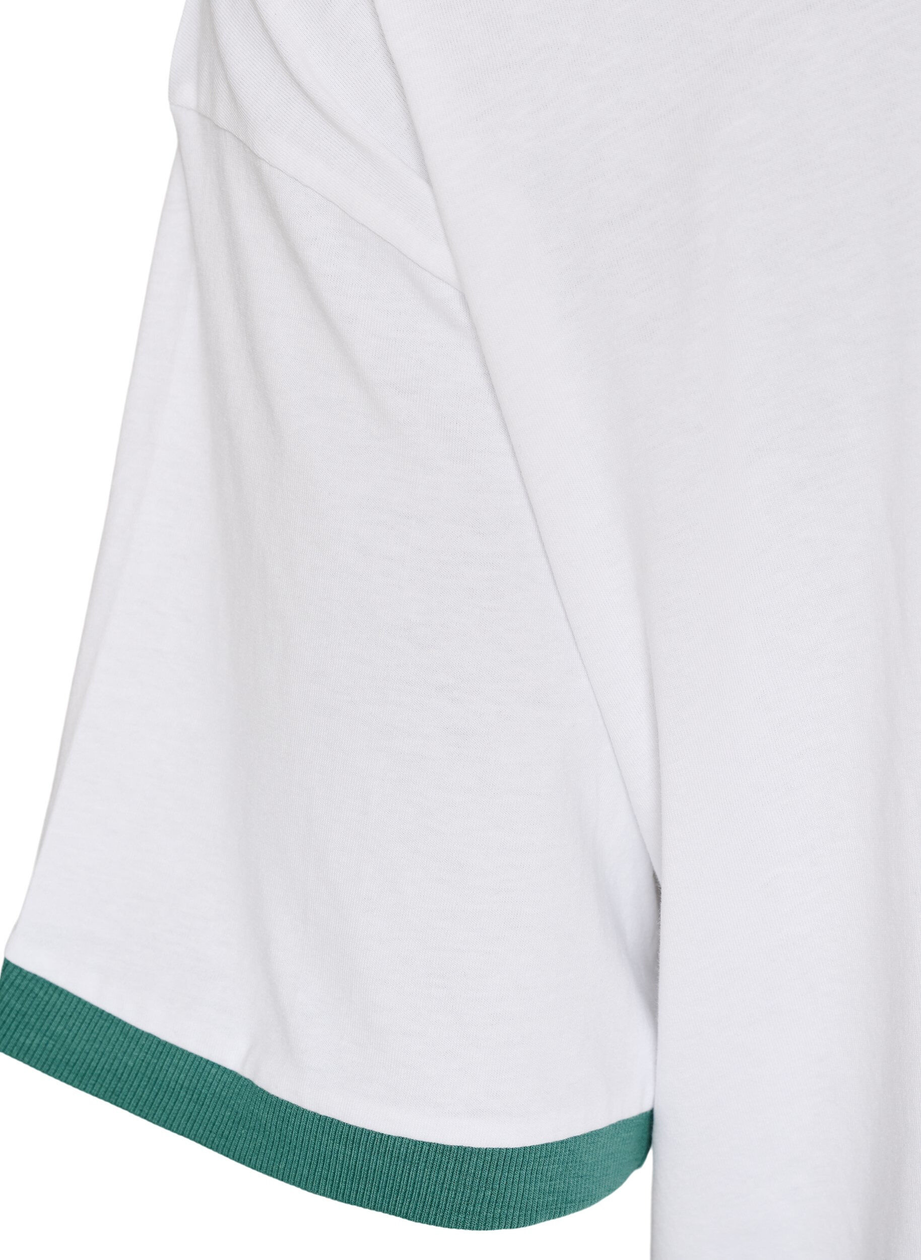 Zizzi T-shirt en coton avec imprim&eacute; texte et coupe boxy, Blanc, Packshot image number 3