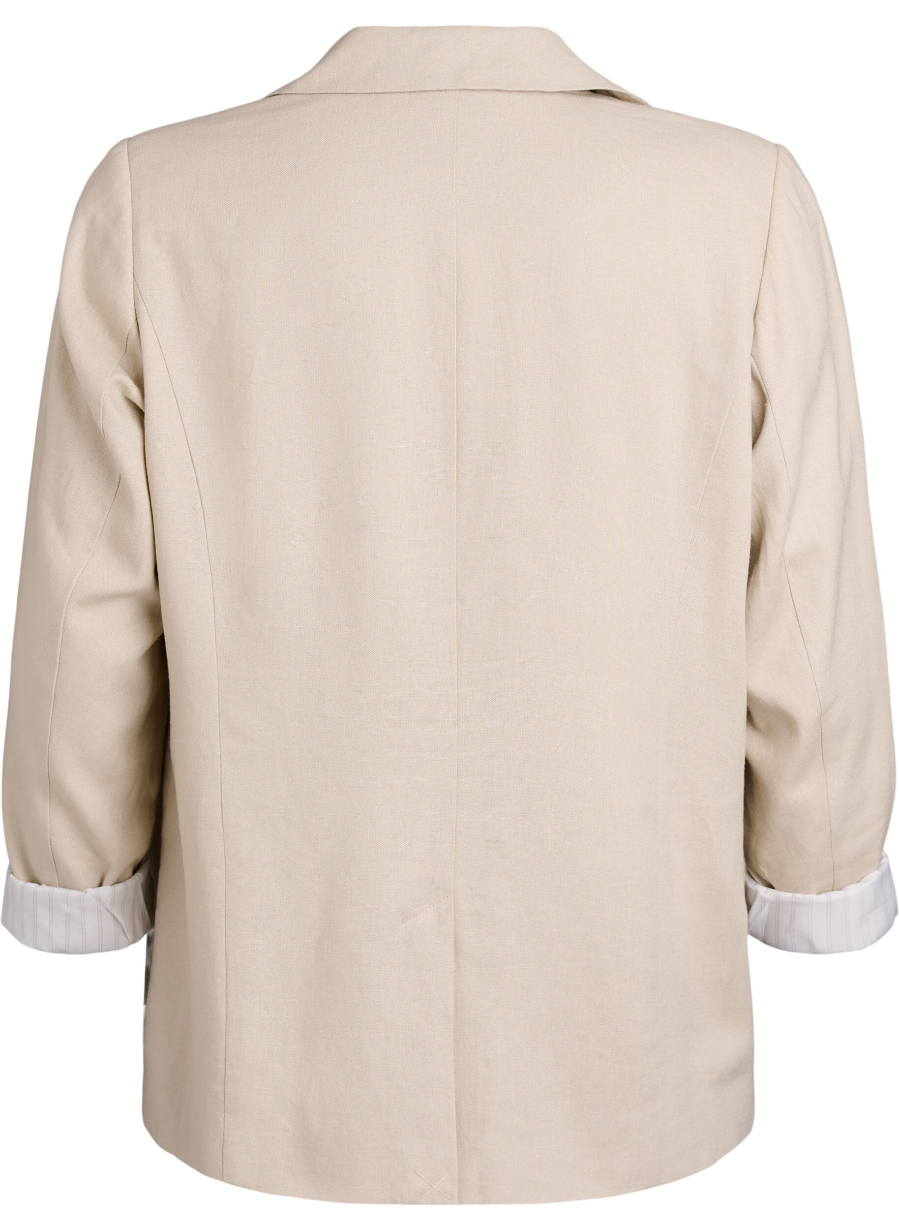 ZizziBlazer in linnen en viscose met revers en zakken, Beige, Packshot image number 1