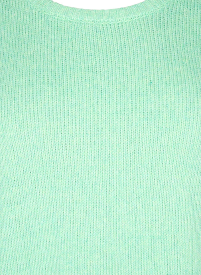 Gebreide trui met lange mouwen met wol en een ronde hals, Light G. Green Mel., Packshot image number 2