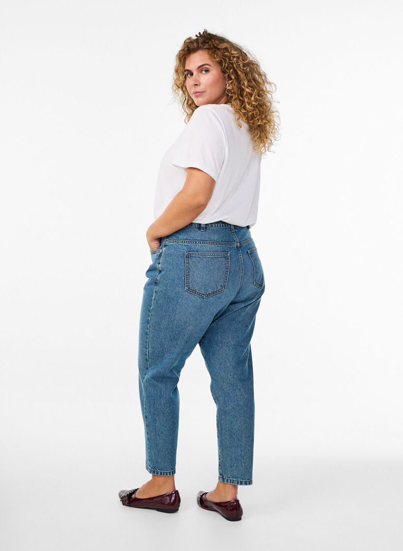 Mille Mom Fit Jeans met hoge taille, Blauw, Model image number 1