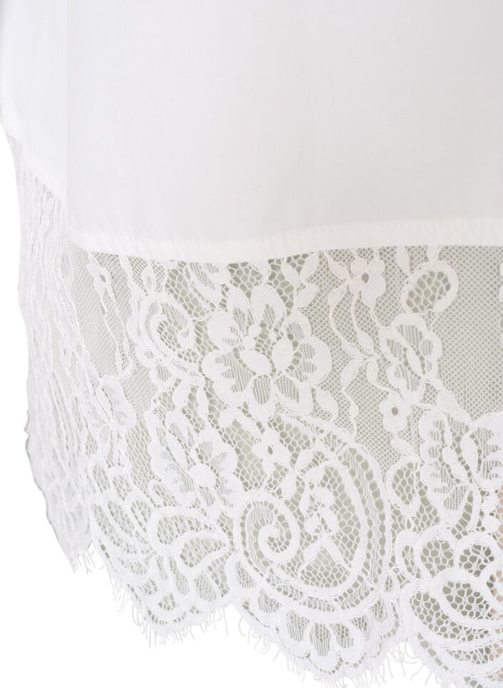 Losse blouse met een brede kanten rand, Wit, Packshot image number 4