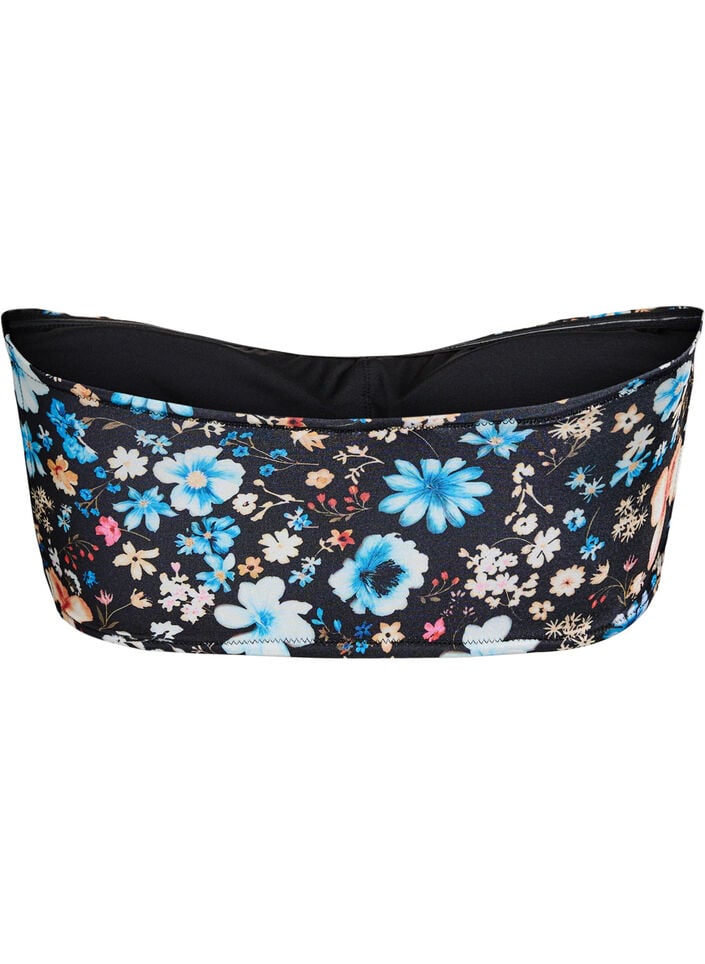 Bloemen bandeau bikinitop, Blauw, Packshot image number 1