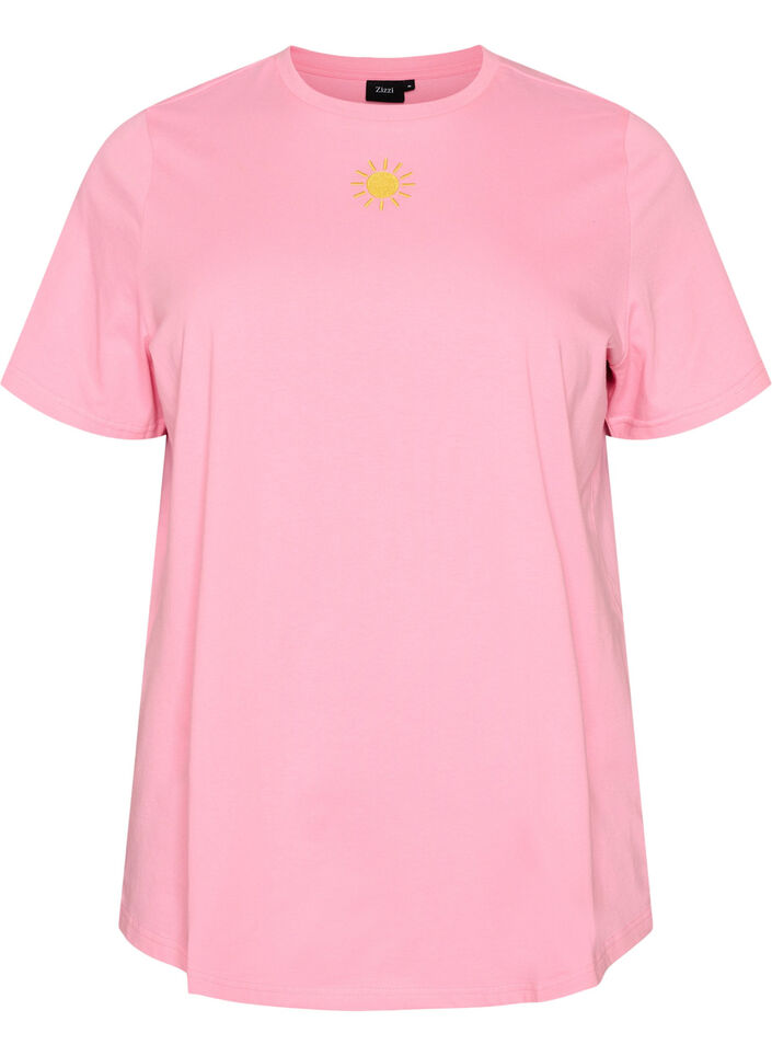Biologisch katoenen T-shirt met tekstmotief, Roze, Packshot image number 0