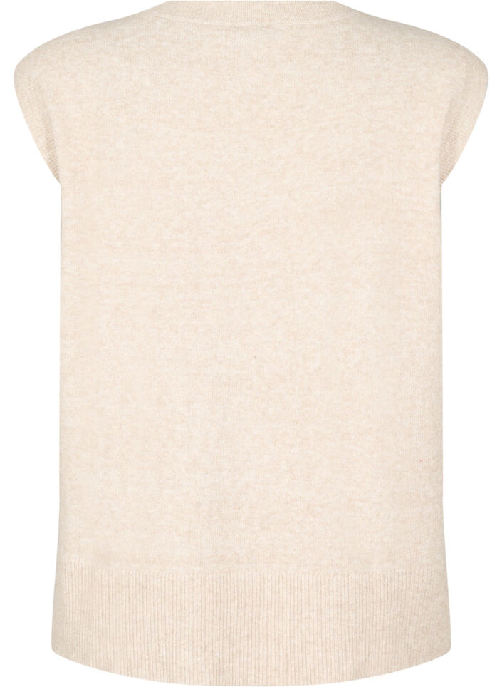 Gebreid vest met geribbelde randen, Simply Taupe Mel., Packshot