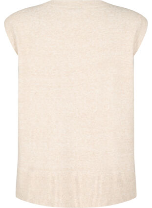 ZizziGebreid vest met geribbelde randen, Simply Taupe Mel., Packshot image number 1