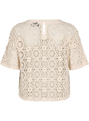 ZizziHaakblouse met korte mouwen, Beige, Packshot image number 1