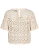 Haakblouse met korte mouwen, Beige, Packshot image number 1
