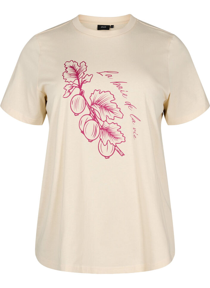 Katoenen T-shirt met print, Beige, Packshot image number 0
