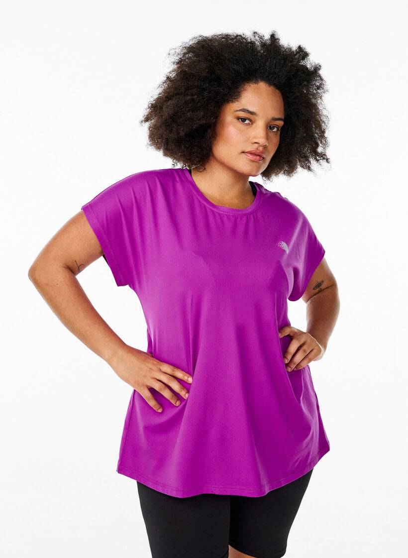 Effen gekleurd trainingsshirt, Purple Cactus Flower, Model