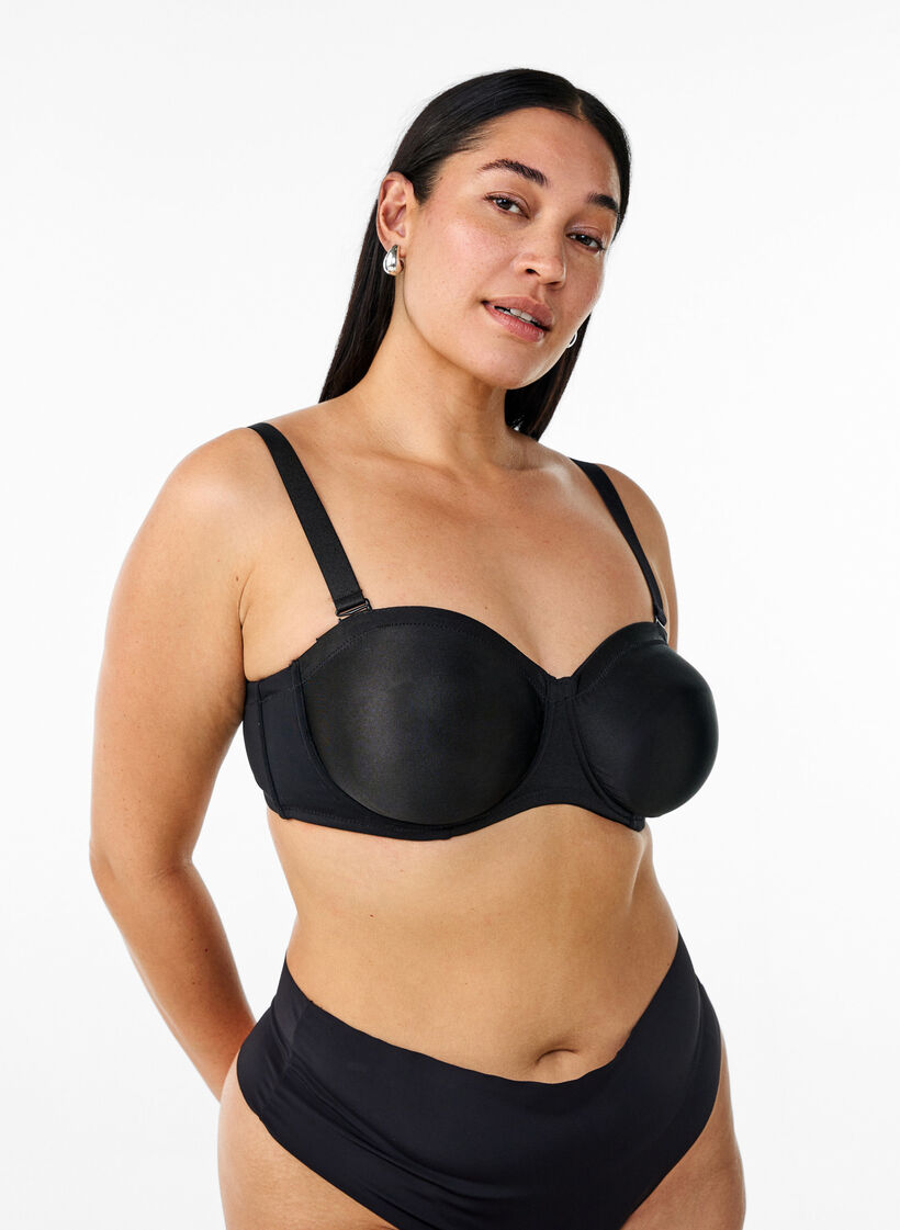 Strapless beha met beugel, Zwart, Model image number 0