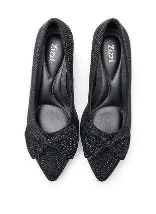 ZizziWide fit - Pumps met strik en strass-steentjes, Zwart, Packshot image number 2