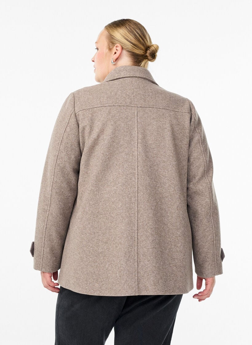 Korte jas met dubbele knoopsluiting, Beige, Model image number 2