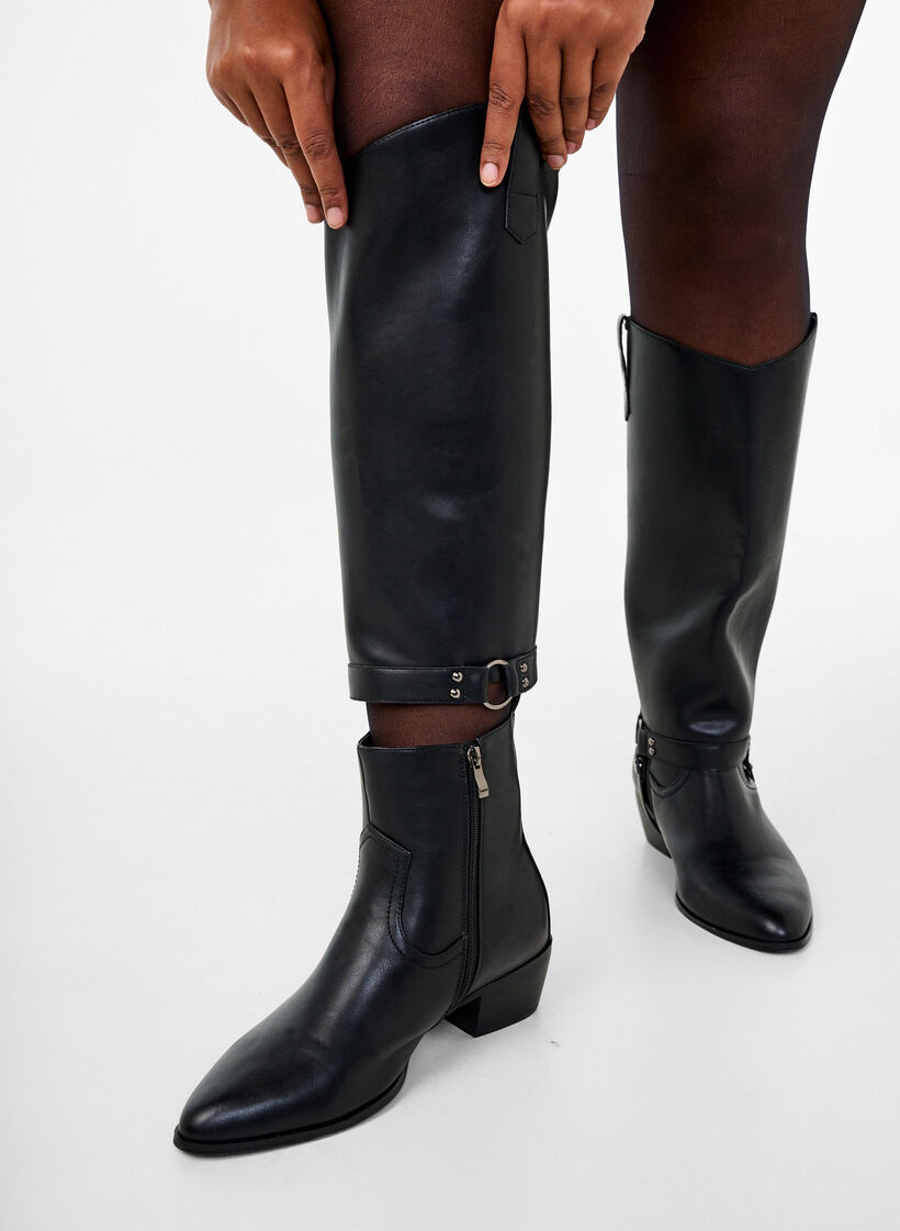 Wide fit - Lange laars met afneembare schacht, Black, Model