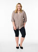 Linnen en viscose shirt met 3/4 mouwen, Bruin, Model image number 1