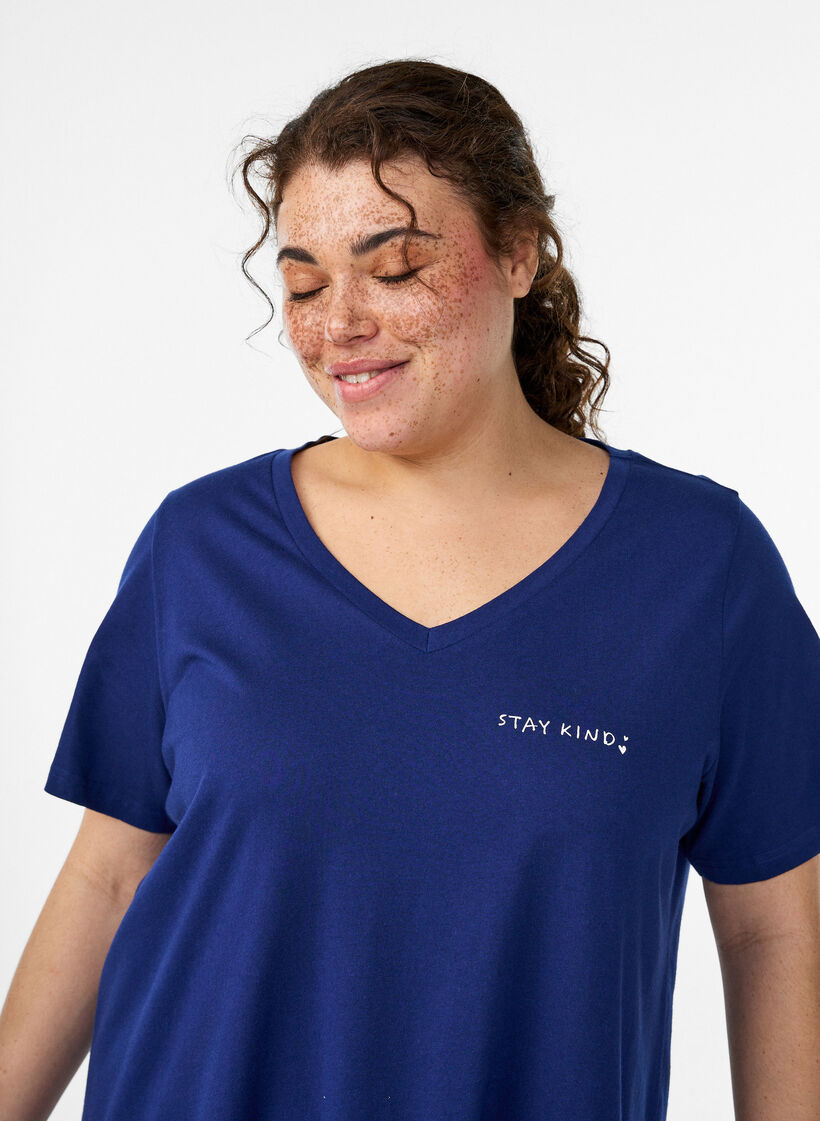 Viscose top met kanten rand, Paars, Model image number 3