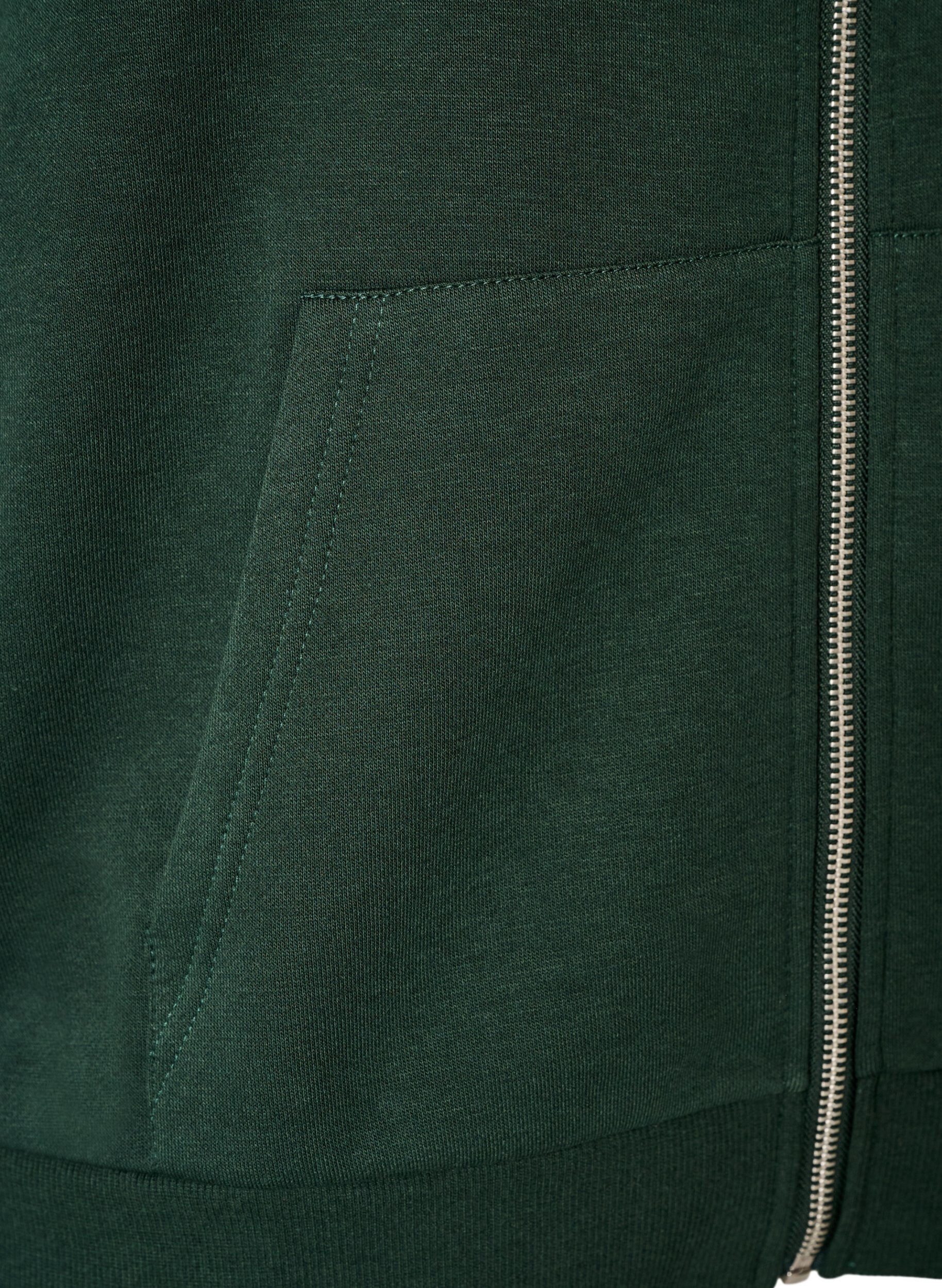 ZizziSweatshirt met capuchon, ritssluiting en zakken, Groen, Packshot image number 3
