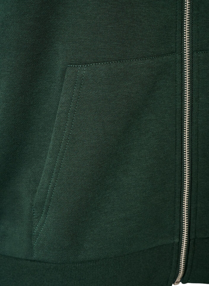Sweatshirt met capuchon, ritssluiting en zakken, Groen, Packshot image number 3