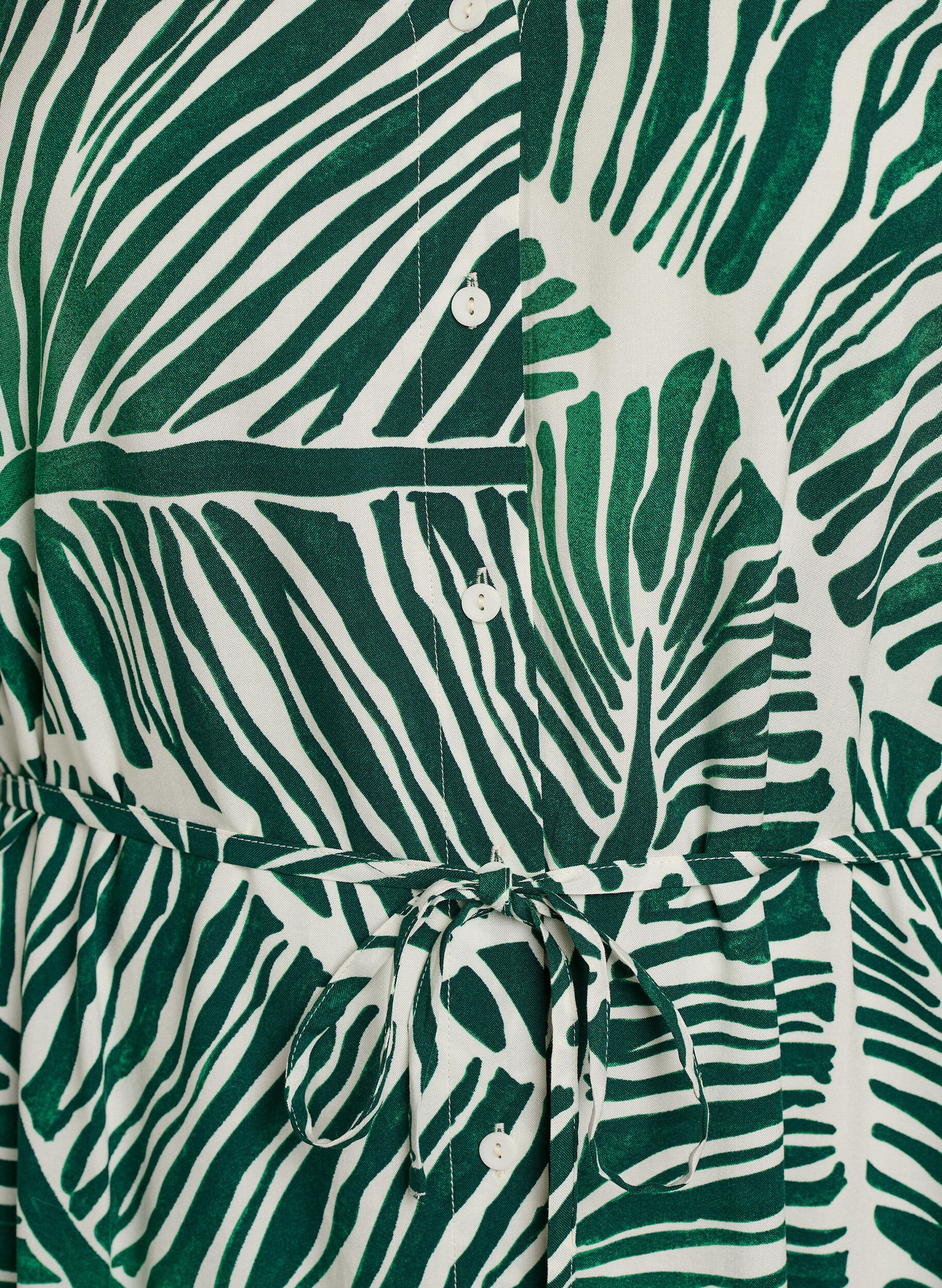 ZizziJurk met print en strikceintuur, Groen, Packshot image number 2