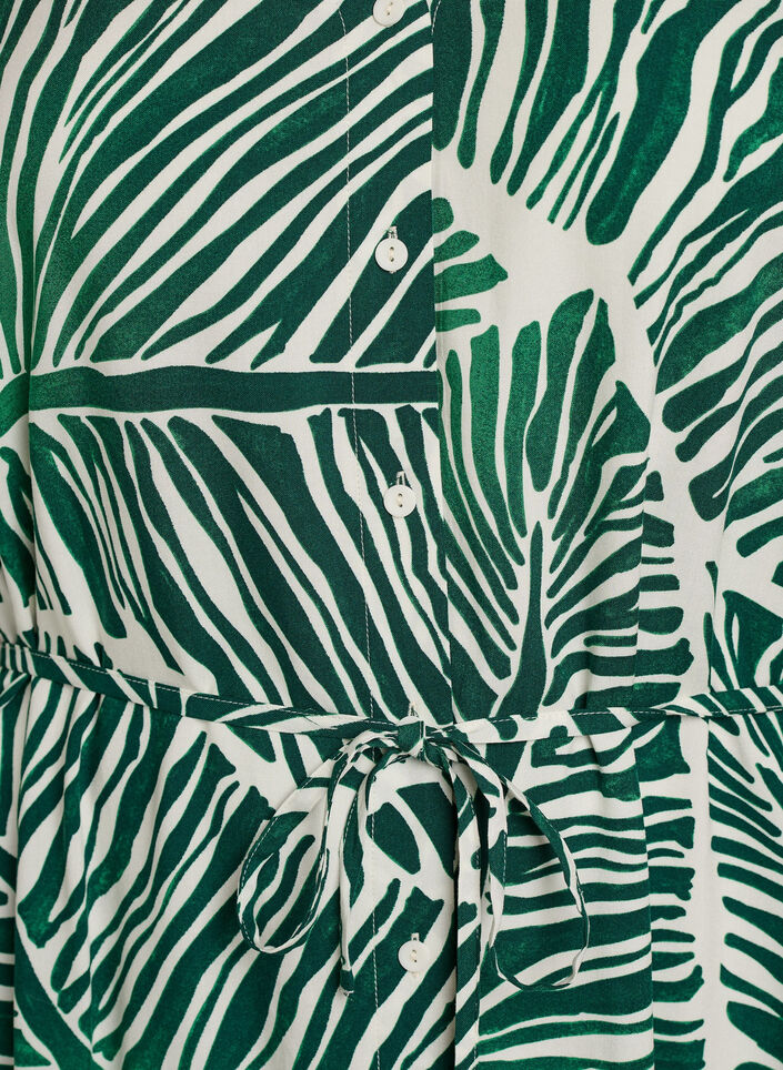 Jurk met print en strikceintuur, Groen, Packshot image number 2