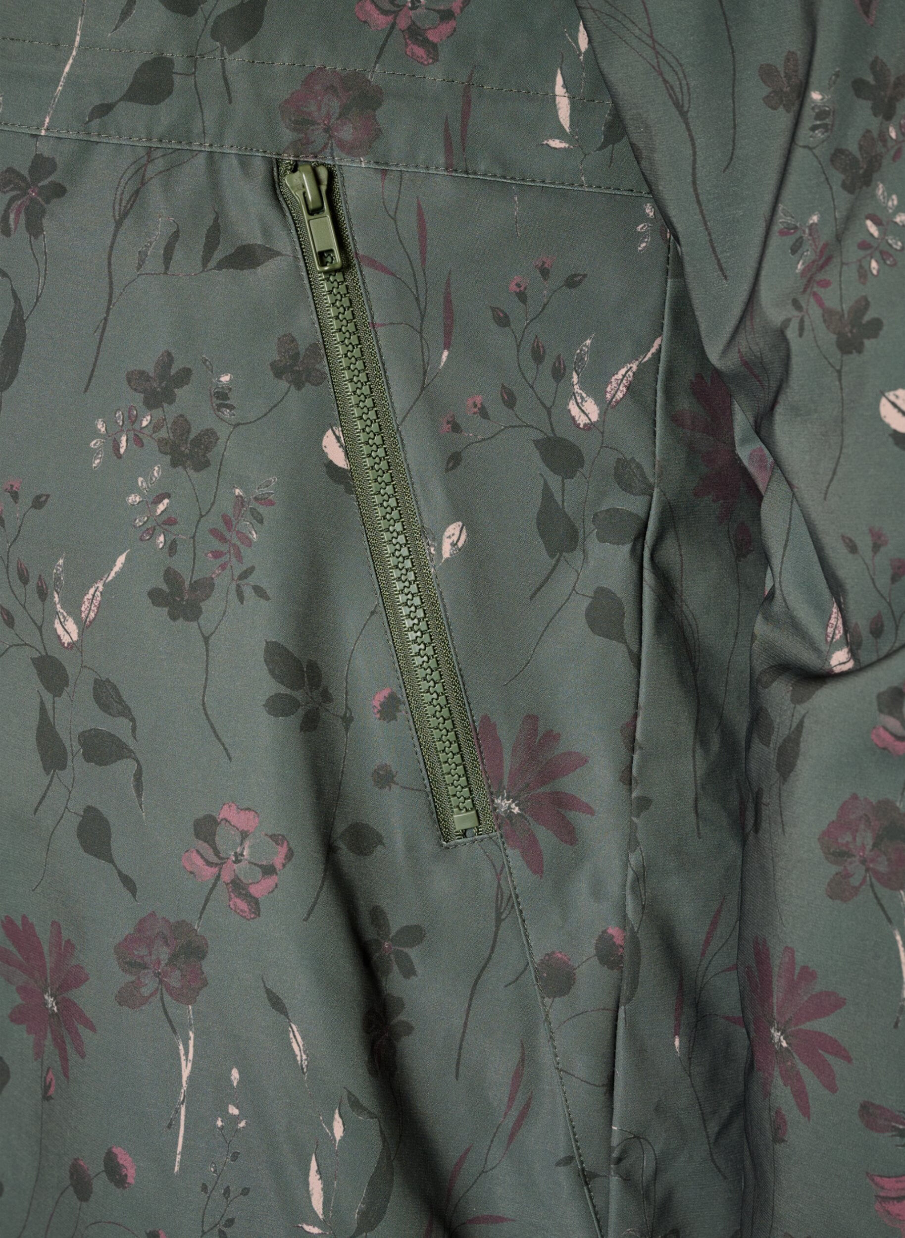 ZizziGewatteerde winterjas met bloemenprint, Groen, Packshot image number 3