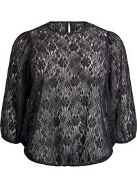 Kantblouse met 3/4 mouwen, Zwart Kantblouse met 3/4 mouwen