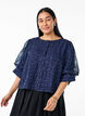 Feestelijke blouse met pailletten en halflange mouwen, Blauw, Model image number 0