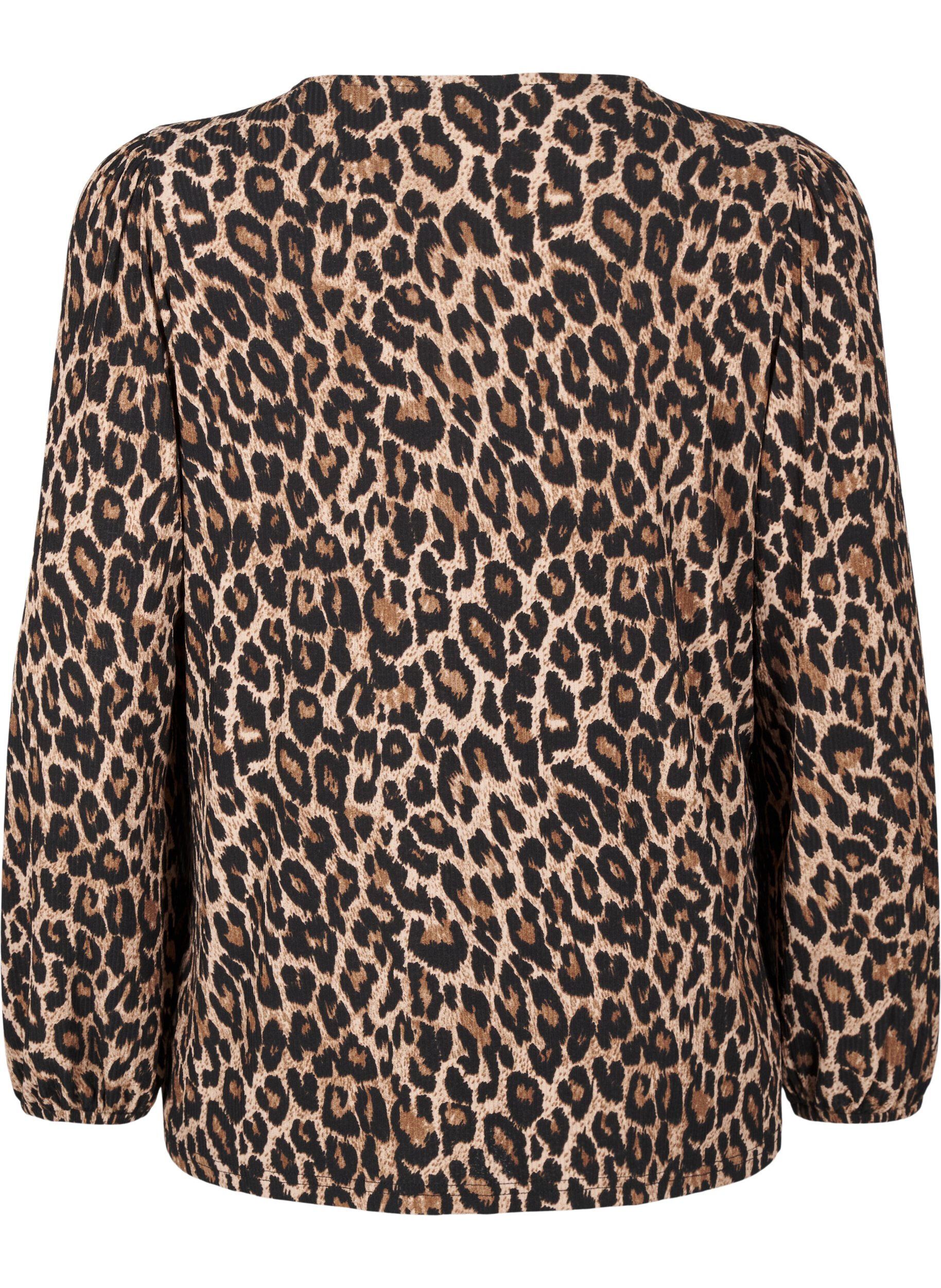 ZizziBlouse met lange mouwen en luipaardprint, Bruin, Packshot image number 1