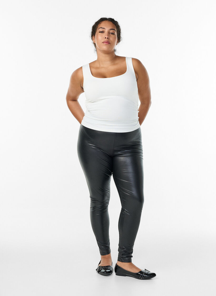 Gecoate leggings met voering, Zwart, Model image number 1